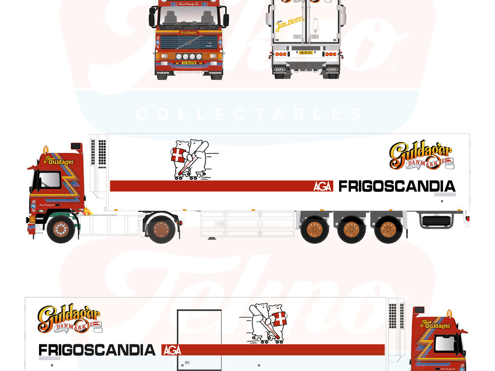 Tekno Tekno Volvo F12 Globetrotter met 3-as koeloplegger GULDAGER - JERN HENRIK