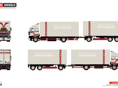 WSI WSI DAF 3300 rigid box truck with 3-axle drawbar turntable trailer ARGS EGONOM