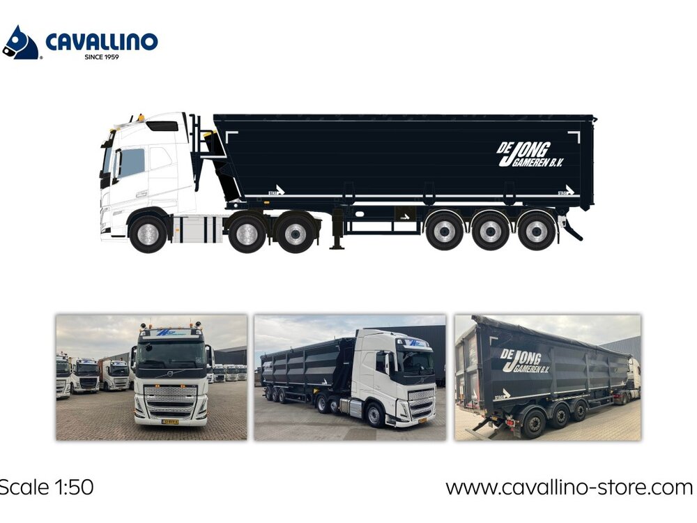 Cavallino Cavallino Volvo FH5 Glob. 6x2 met 3-as schroot kipper oplegger DE HOOP Wegtransport - DE JONG Gameren
