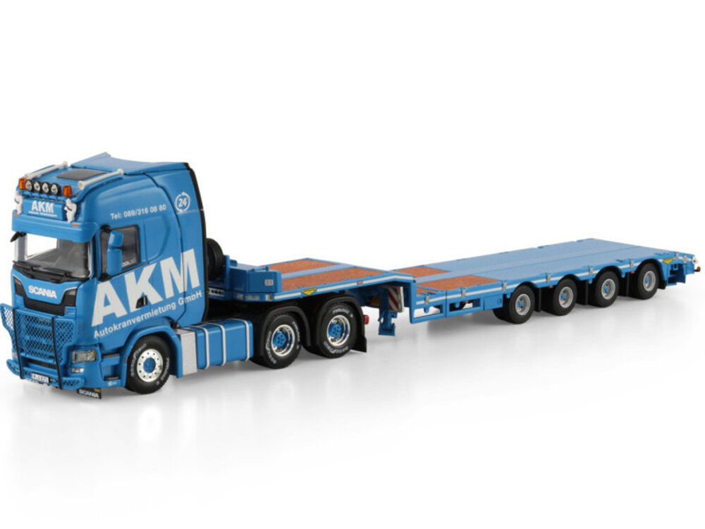 WSI WSI Scania S Highline 6x4 met 4-assige semi wheel dieplader AKM