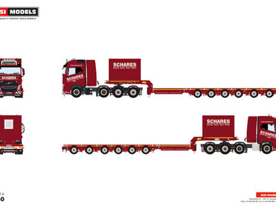 WSI WSI Volvo FH4 Globetrotter 8x4 with 6-axle SL lowloader + 10ft Container SCHARES