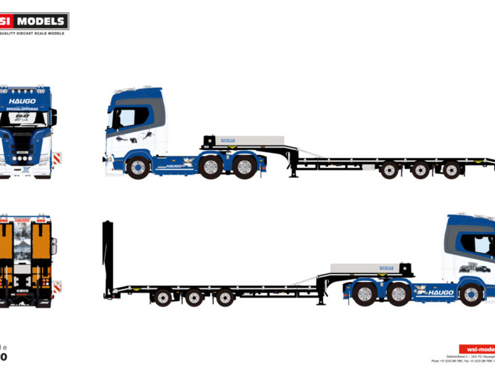 WSI WSI Scania S Highline 6x4 with 3-axle Semi- lowloader + ramps HAUGO SPESIALOPPDRAG