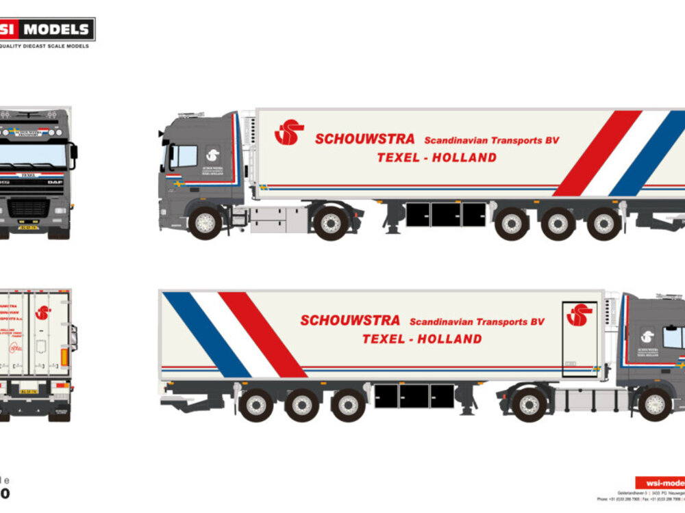 WSI WSI DAF 95XF Super Space Cab 4x2  with -3axle reefer trailer SCHOUWSTRA