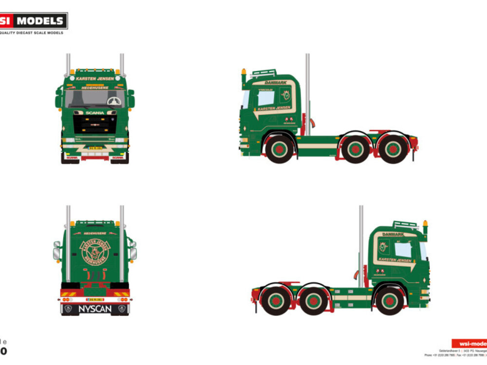 WSI WSI Scania 4-serie flat roof 6x2 twin steer KARSTEN JENSEN