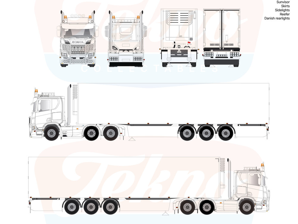 Tekno Tekno Scania NGR Lowcab 6x2  with 3-axle reefer trailer TEKNO BASIS