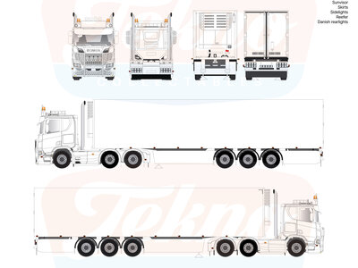 Tekno Tekno Scania NGR Lowcab 6x2  with 3-axle reefer trailer TEKNO BASIS