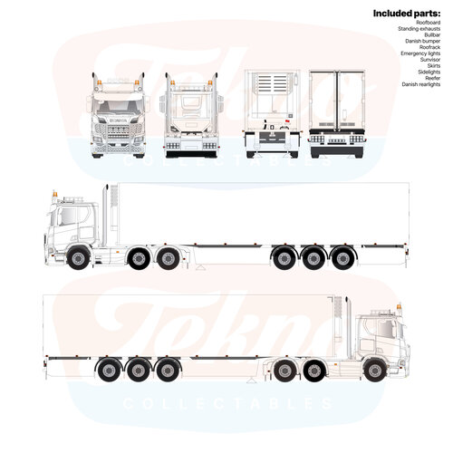Tekno Tekno Scania NGR Lowcab 6x2  with 3-axle reefer trailer TEKNO BASIS