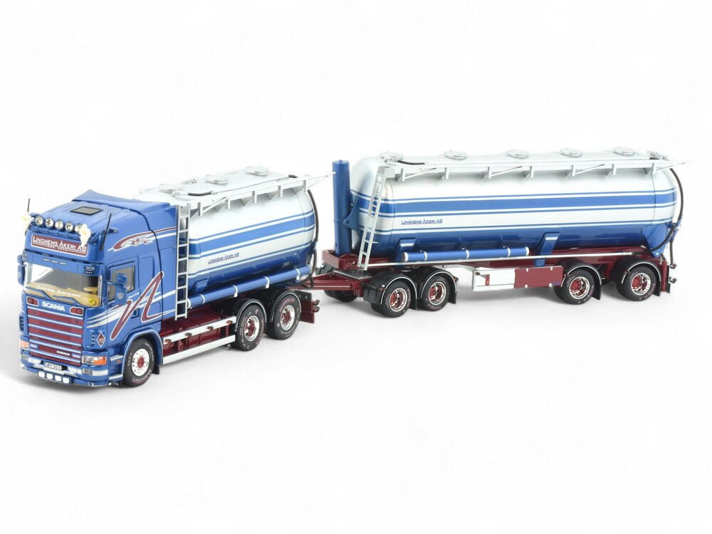 Tekno Tekno Scania 4-serie Topline  rigid truck with trailer Swedish silo combination LINGHEMS
