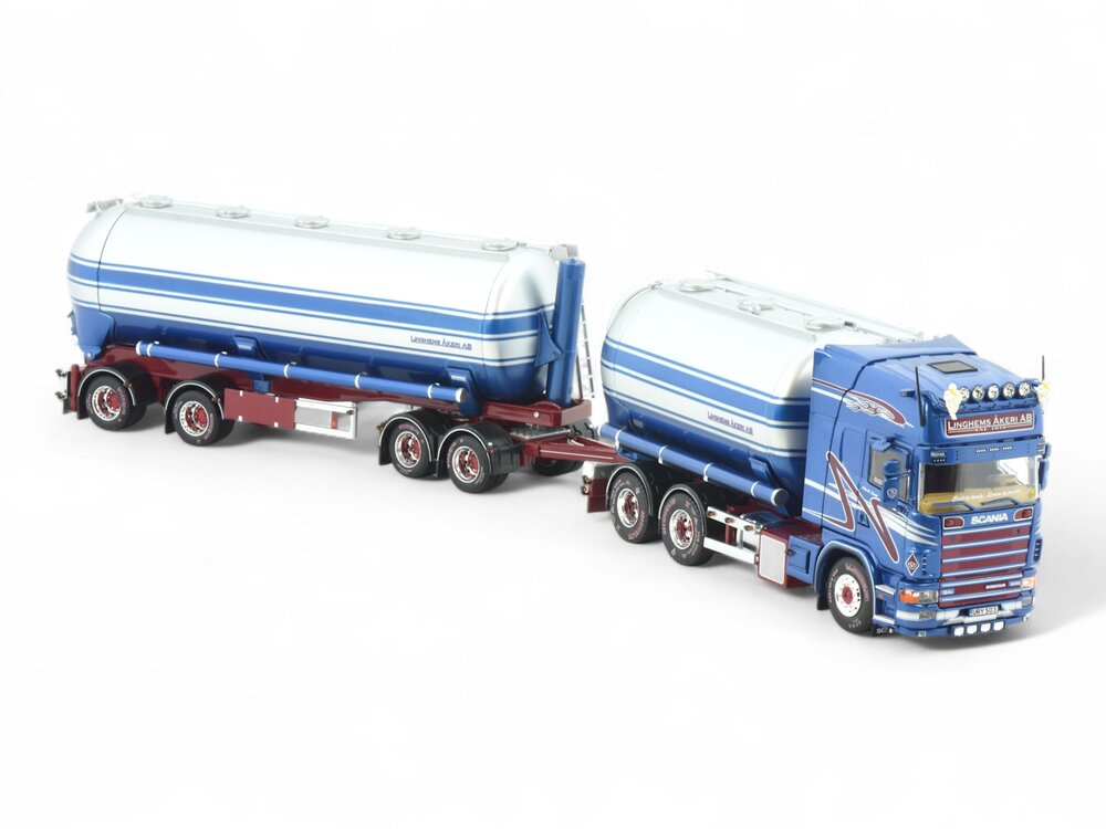 Tekno Tekno Scania 4-serie Topline  rigid truck with trailer Swedish silo combination LINGHEMS