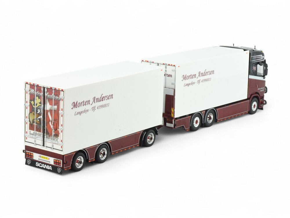 Tekno Tekno Scania S-Serie Nextgen Highline Rigid truck with 3-axle trailer MORTEN ANDERSEN