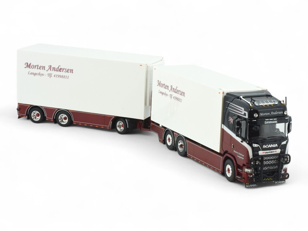Tekno Tekno Scania S-Serie Nextgen Highline Rigid truck with 3-axle trailer MORTEN ANDERSEN