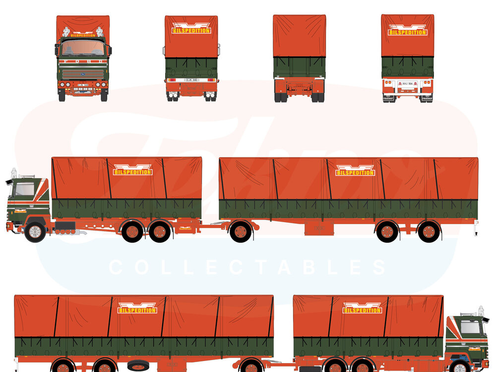 Tekno Tekno Ford Transcontinental riged truck with Swedish tilt trailer BILSPEDITION