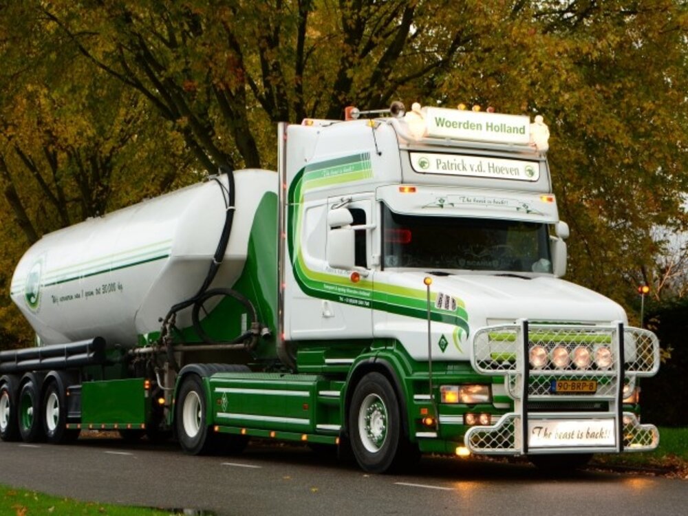 Tekno Tekno Scania 4-serie Torpedo Topline with 3-axle Feldbinder trailer PATRICK VAN DER HOEVEN