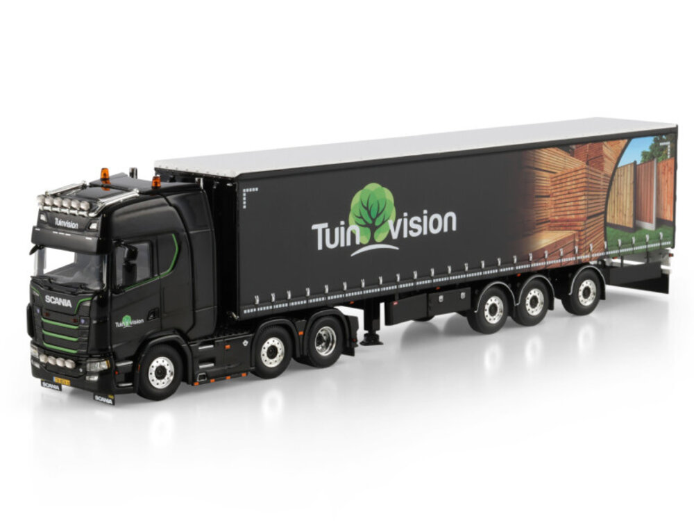 WSI WSI Scania S Highline 6x2 met 3-assige twin steer tridec schuifzeilen oplegger TUINVISION GROUP BV