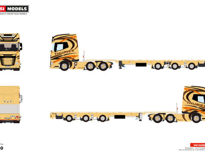 WSI WSI DAF XG+ 6X2 with 3-axle flatbed mega trailer THURIES