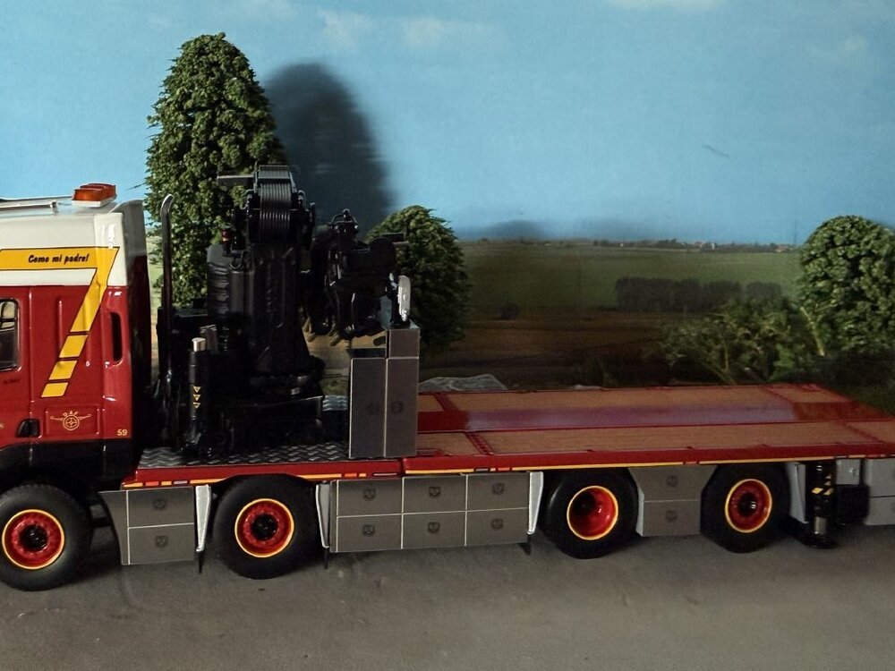 WSI WSI DAF CF Space Cab MY2017 Riged flatbed truck 8x2  with fassi 1100 + jib ALB. SWIJNENBURG