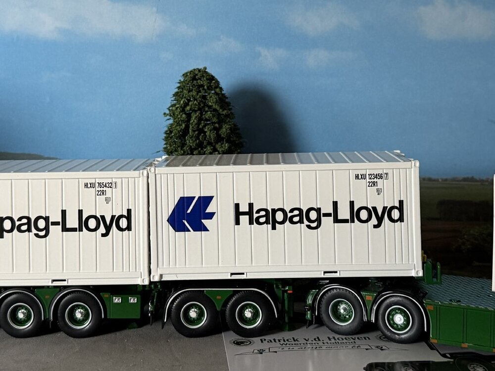 Tekno Tekno Scania R500 Topline met 5-assige D-tec oplegger met 2x20ft. koel containers PATRICK VAN DER HOEVEN