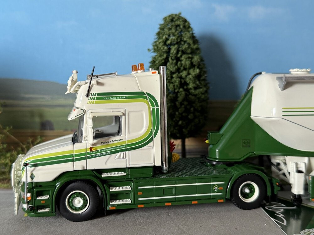 Tekno Tekno Scania 4-serie Torpedo Topline with 3-axle Feldbinder trailer PATRICK VAN DER HOEVEN