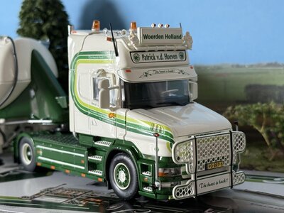 Tekno Tekno Scania 4-serie Torpedo Topline with 3-axle Feldbinder trailer PATRICK VAN DER HOEVEN