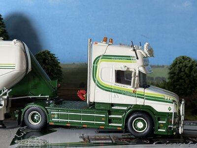 Tekno Tekno Scania 4-serie Torpedo Topline with 3-axle Feldbinder trailer PATRICK VAN DER HOEVEN