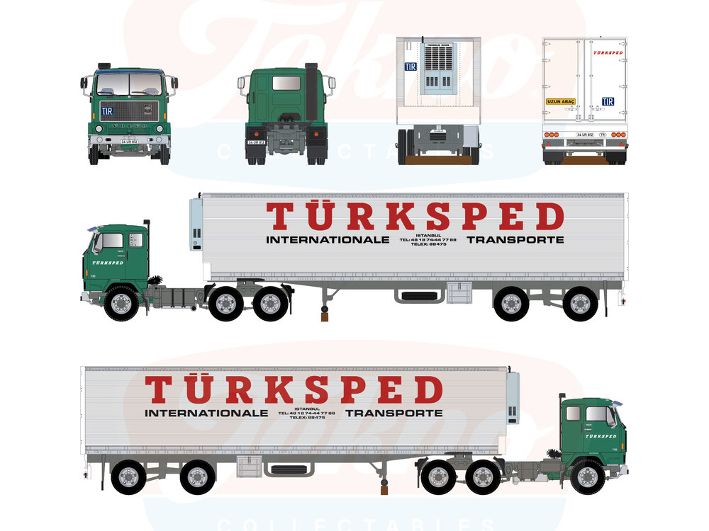 Tekno Tekno Volvo F89 with classic 3-axle reefer trailer TURKSPED