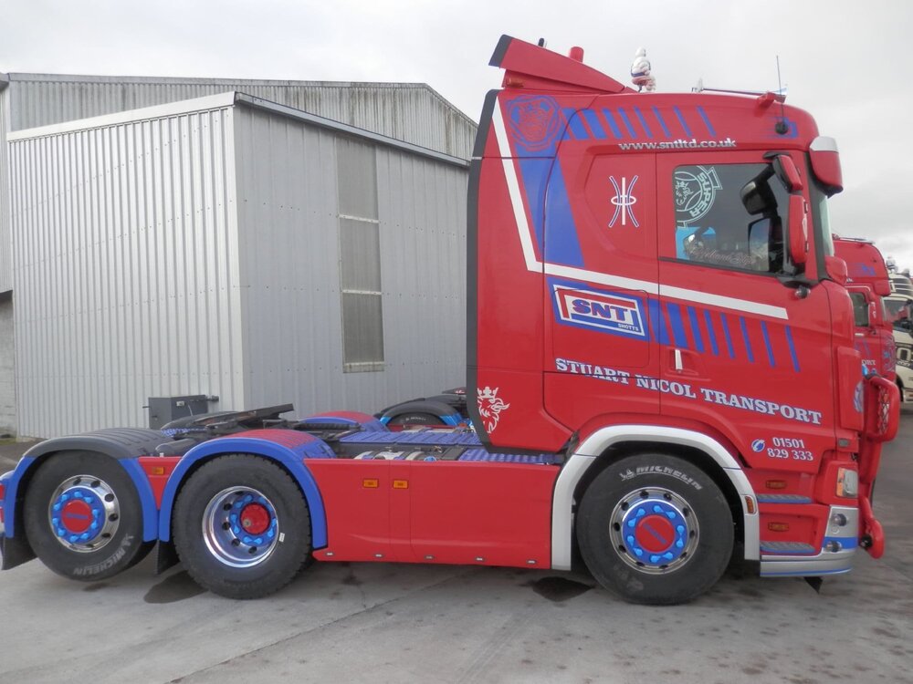 WSI WSI Volvo FH5 6x2 midlift & Scania S Lowline 6x2 tag axle Tractor set Stuart Nicol Transport SNT Scotland