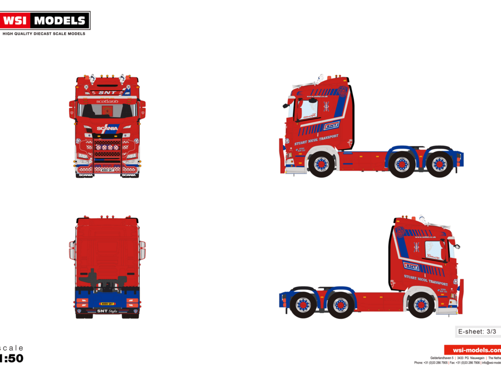 WSI WSI Volvo FH5 6x2 midlift & Scania S Lowline 6x2 tag axle Tractor set Stuart Nicol Transport SNT Scotland