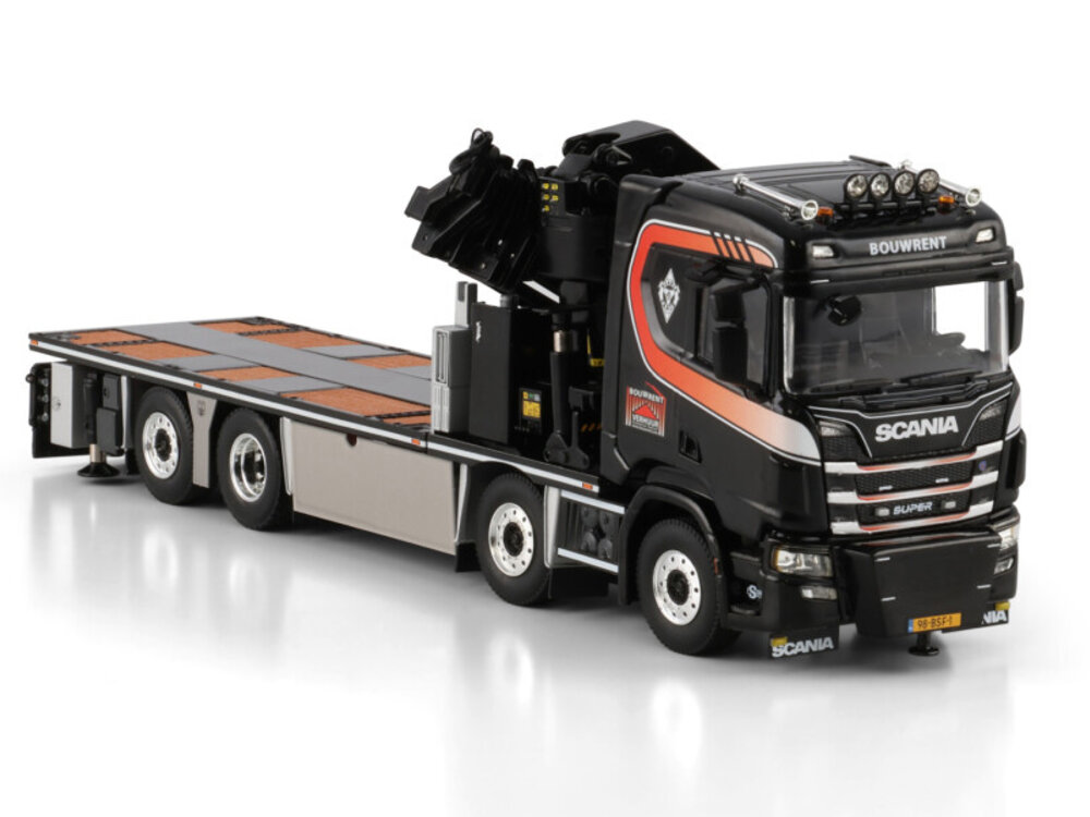 WSI WSI Scania R Normal  8x2 flatbed truck with palfinger PK 78002 SH + jib BOUWRENT
