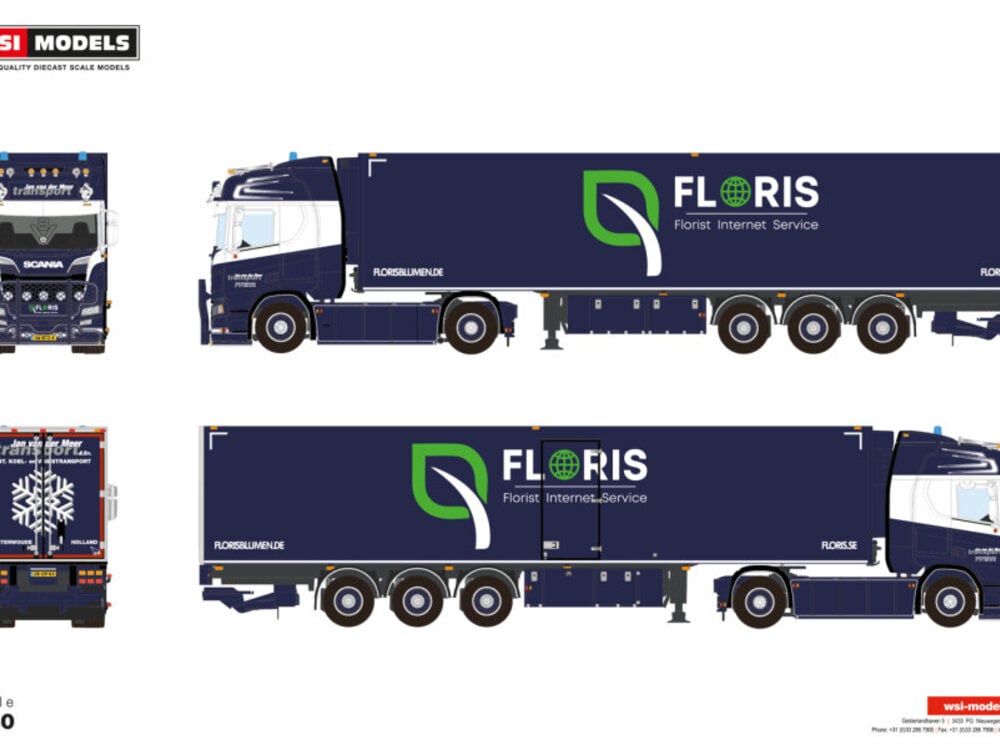 WSI WSI Scania R Highline 4x2 met 3-as koeloplegger JAN VAN DER MEER
