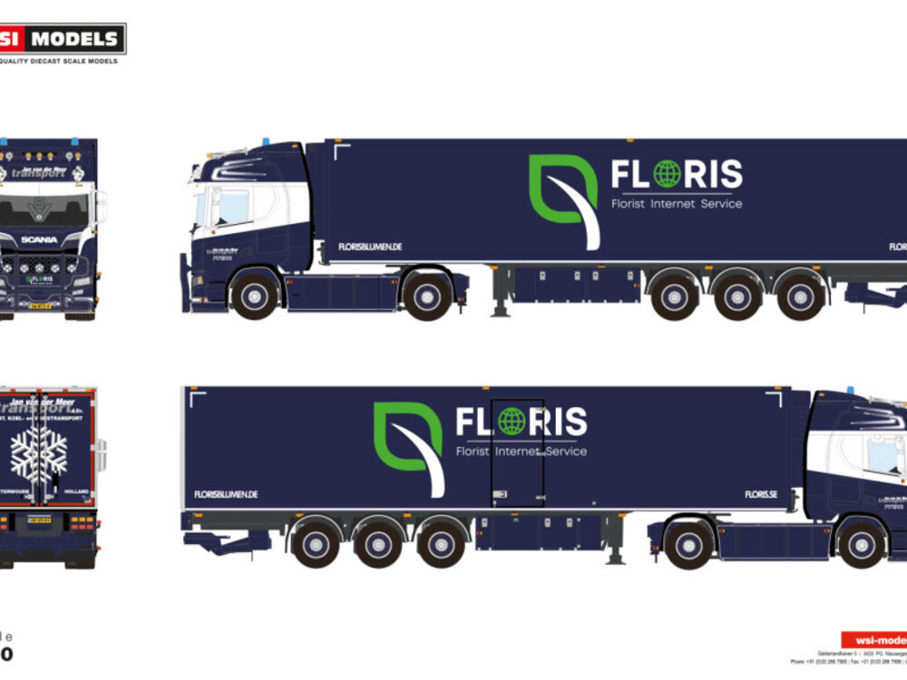 WSI WSI Scania R Highline 4x2 with 3-axle reefer trailer JAN VAN DER MEER
