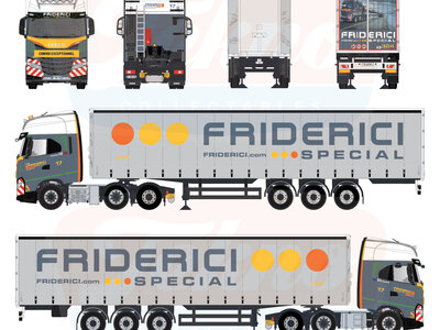 Tekno Tekno Iveco S-Way 6x2 met 3-assige zeiloplegger FRIDERICI Tekno Tekno Iveco S-Way 6x2 met 3-assige zeiloplegger FRIDERICI
