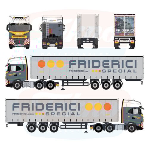 Tekno Tekno Iveco S-Way 6x2 with 3-axle curtainside trailer FRIDERICI Tekno Tekno Iveco S-Way 6x2 with 3-axle curtainside trailer FRIDERICI