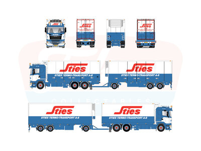 Tekno Tekno Scania R560 Riged truck with 3-axle trailer STIES