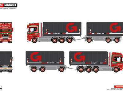 WSI WSI Scania R Highline 8x4 with 7-axle riged truck + hooklift system RONNIE PETERSEN