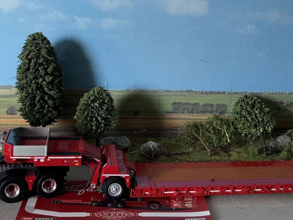 WSI WSI Volvo FH5 sleeper cab 6x4 with 4-axle low loader + 1-axle dolly LOONBEDRIJF VAN ETTEN