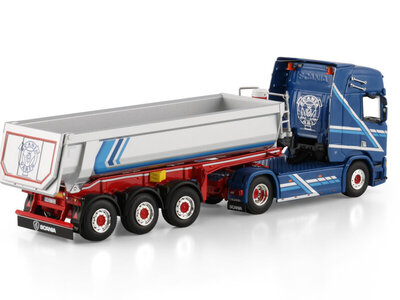 WSI WSI Scania R Highline 4x2 + 3-axle half pipe tipper trailer AUGST