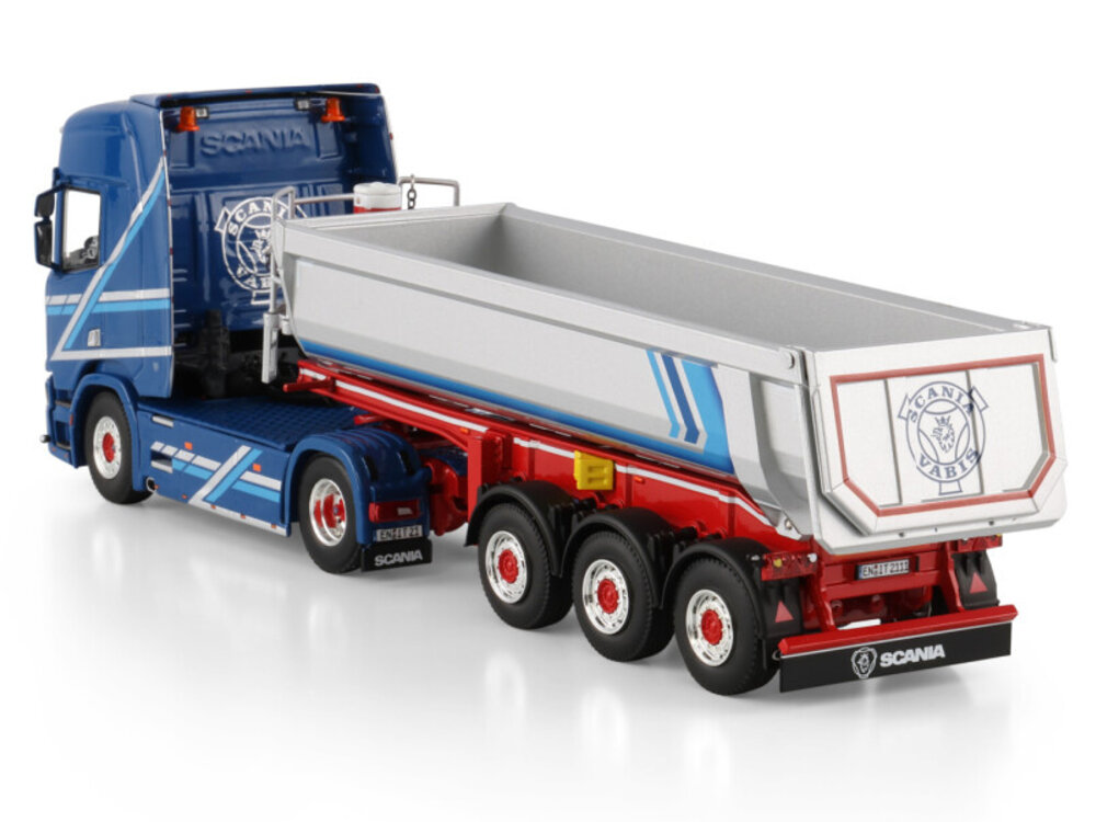 WSI WSI Scania R Highline 4x2 + 3-axle half pipe tipper trailer AUGST