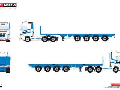 WSI WSI Volvo FH5 Globetrotte  6x4 with 4-axle flatbed trailer SABESA SA