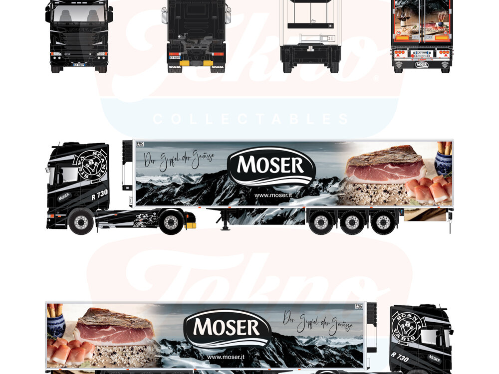 Tekno Tekno Scania R Topline 4x2 with 3-axle reefer trailer MOSER