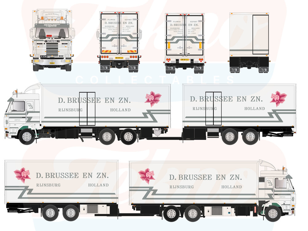 Tekno Tekno Scania 113M 6x2 riged truck with 2-axle trailer D. BRUSSEE EN ZN.