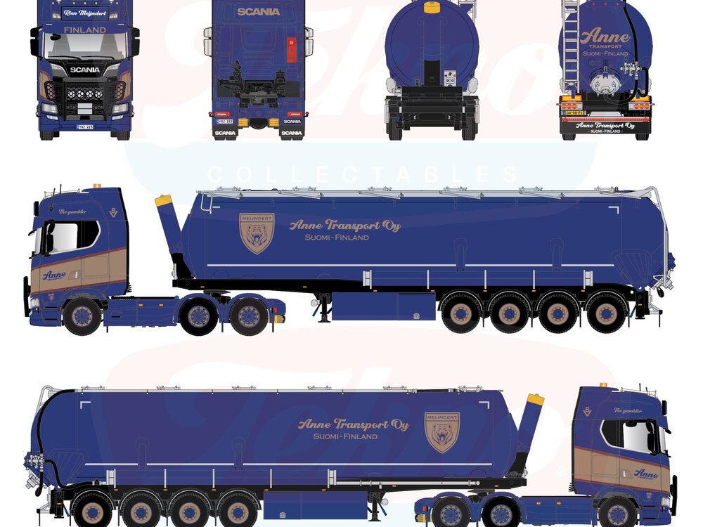 Tekno Tekno Scania Next Gen S-serie with 4-axle silo trailer ANNE TRANSPORT