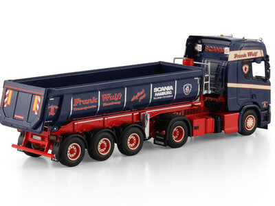 WSI WSI Scania R Highline 4x2 + 3-axle half pipe tipper trailer FRANK WULF