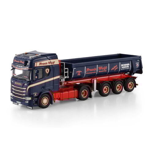 WSI WSI Scania R Highline 4x2 + 3-axle half pipe tipper trailer FRANK WULF