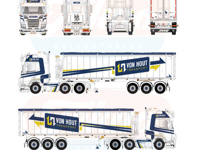 Tekno Tekno Scania NGR 6x2 with 3-axle  Tipper trailer VAN HOUT TRANSPORT