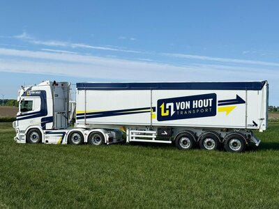 Tekno Tekno Scania NGR 6x2 with 3-axle  Tipper trailer VAN HOUT TRANSPORT
