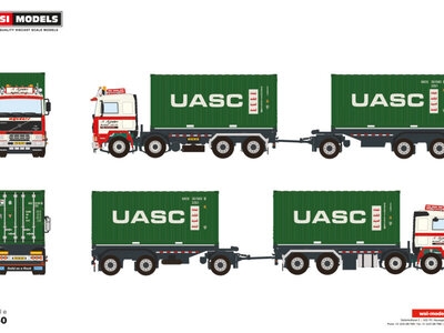 WSI WSI Volvo F12  8x2 -  4-assige motor wagen  + 3-as container oplegger + 2 x 20ft. container N. MIJNDERS