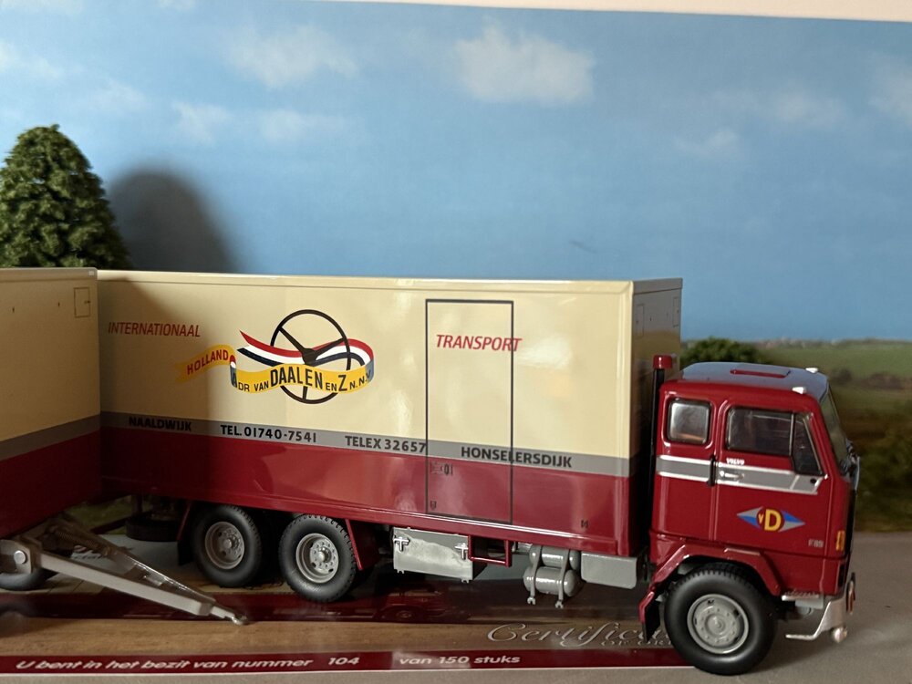 Tekno Tekno Volvo F89 rigid truck with 2-axle trailer VAN DAALEN