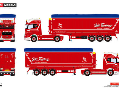 WSI WSI Volvo FH aero Globetrotter XL 4x2 met 3-as tipper volume oplegger JOHS. TOUSTRUP