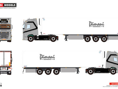 WSI WSI Volvo FH5 Globetrotter xl  4x2 with 3-axle reefer trailer  BOUILLON