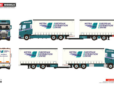 WSI WSI DAF XG motorwagen 6x2 met 2-assige schuifzeilen trailer WETRA EDC